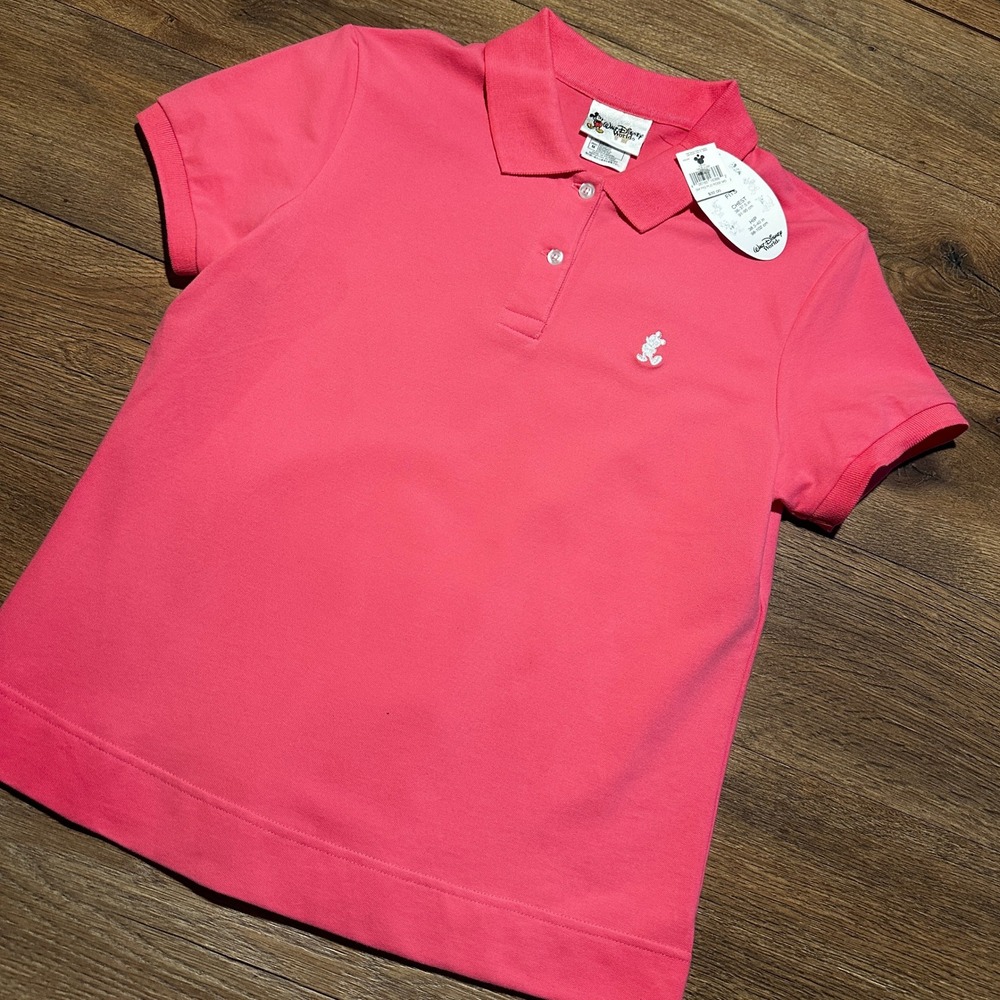 Walt Disney World Rose Pink Mickey Mouse Polo Shirt Womens Medium NWT